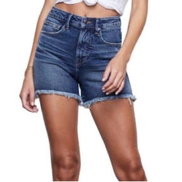 Good American Pants - Good American Blue Distressed Jean Shorts